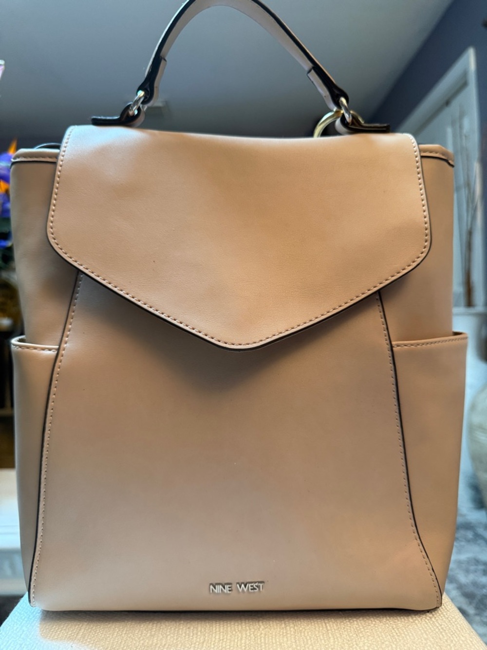 Nine West Nude Leather Top-Handle Backpack